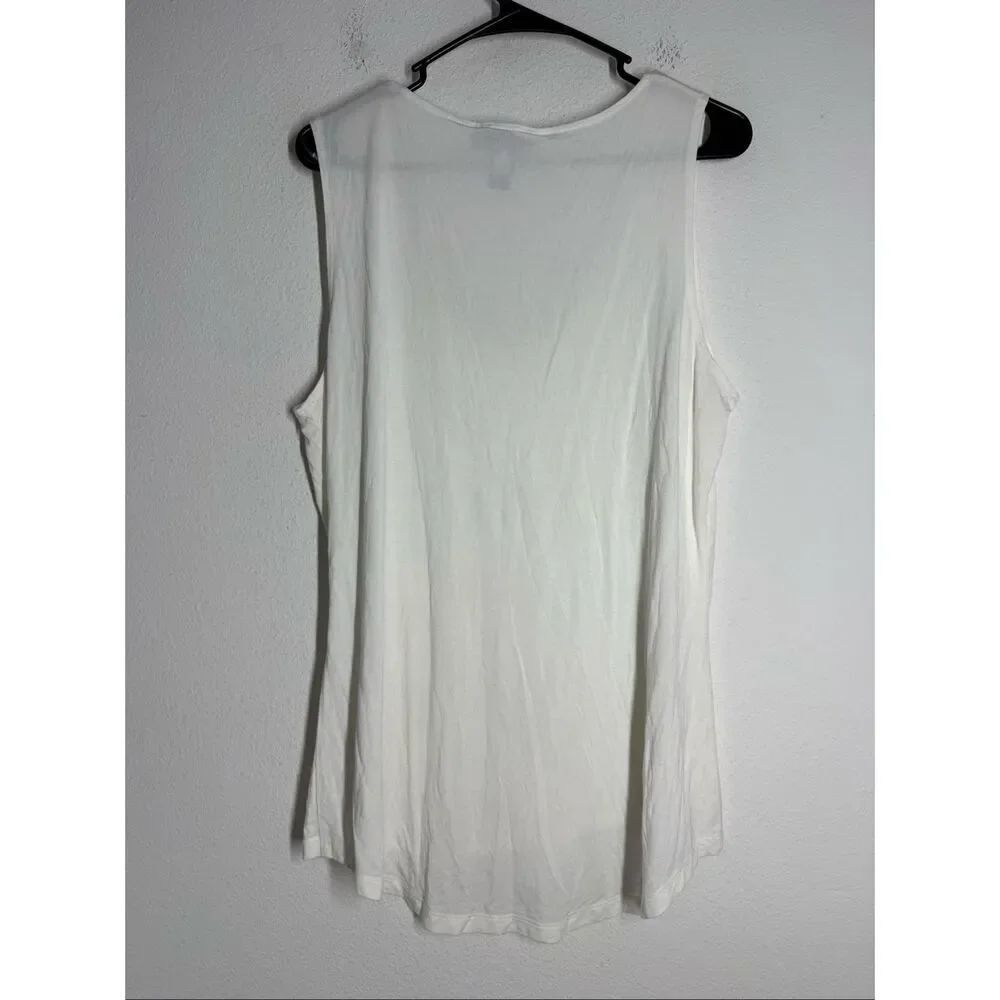 Cable & Gauge White Sleeveless Ruffle Front Tank Top Blouse Women’s XL Soft - Picture 4 of 9